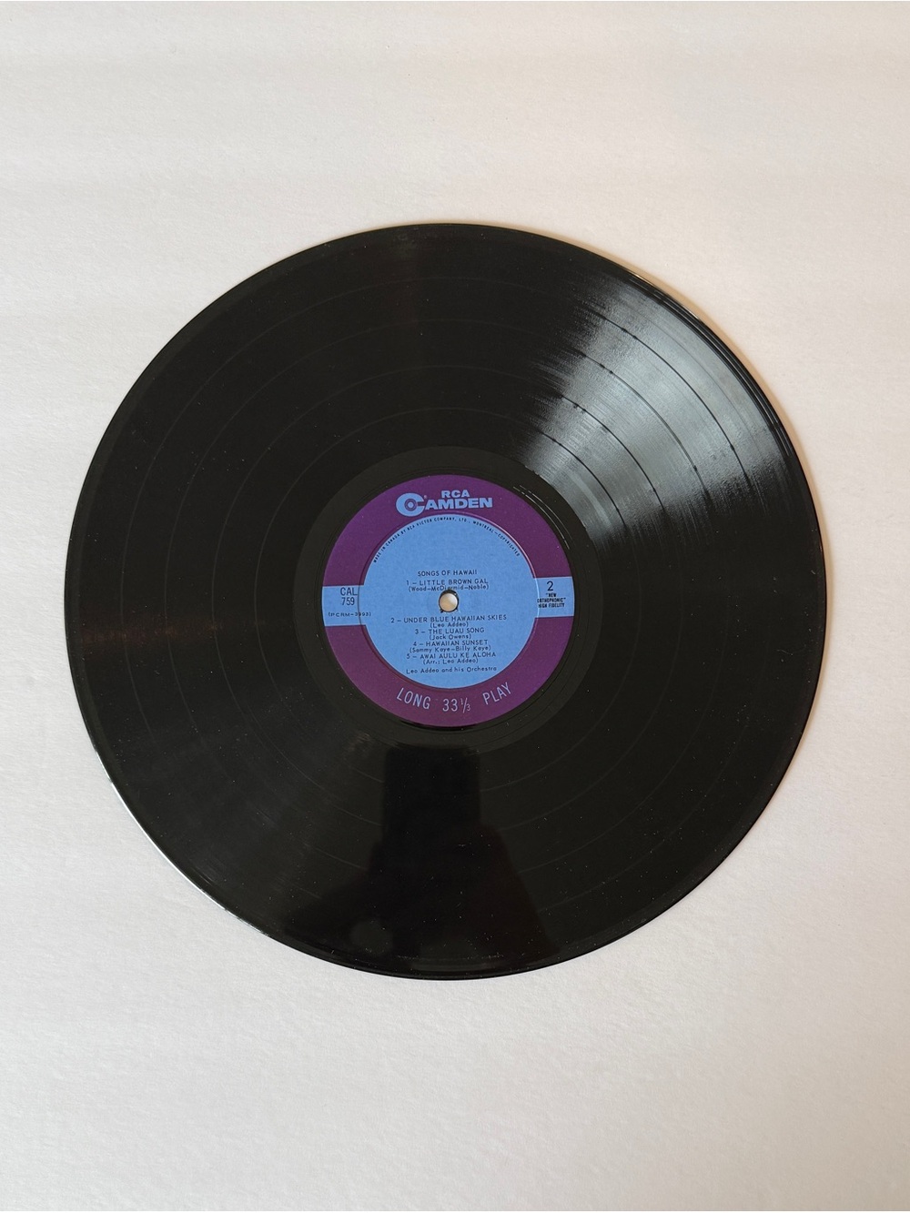 Any 3 for $50-Songs of Hawaii LP by Leo Addeo - Yellow & Blue Cover - Picture 3 of 4